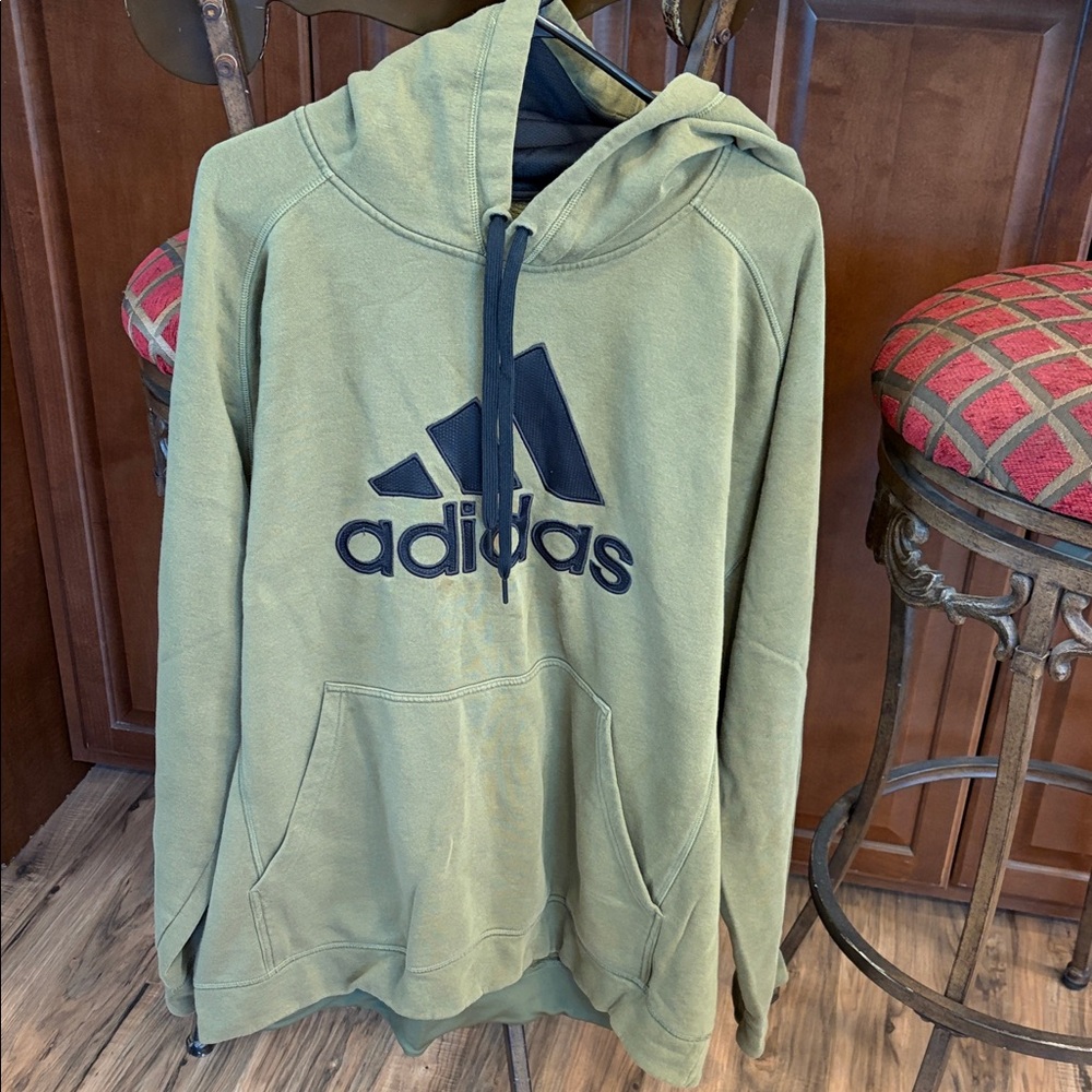 Adidas Olive Hoodie with Black Logo